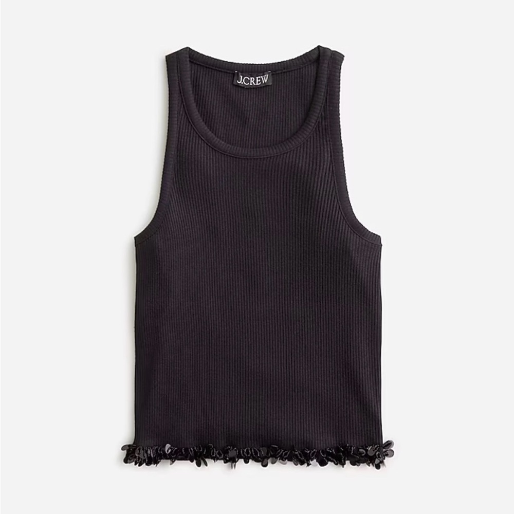 NWT J. Crew Cropped vintage rib cutaway tank top with sequins S